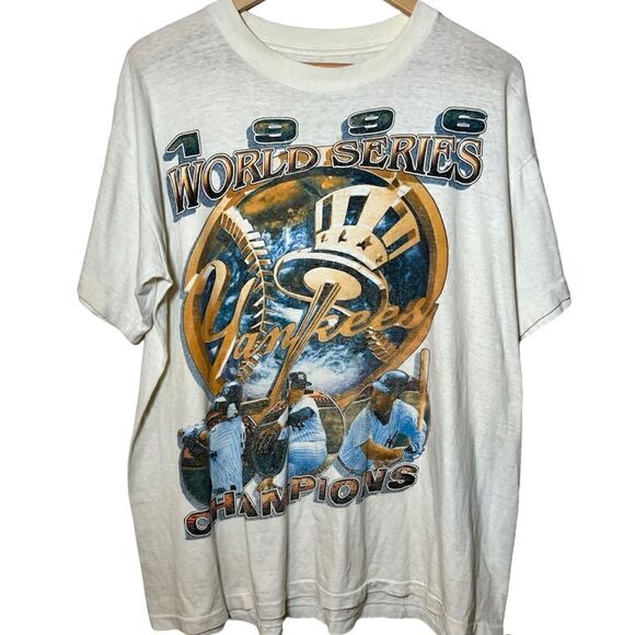 Vintage New York Yankees T-Shirt 1996 World Series Rap Tee Men’s Size XL White - Picture 1 of 8